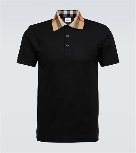 burberry pique polo men's|Check Collar Cotton Polo Shirt in Black .